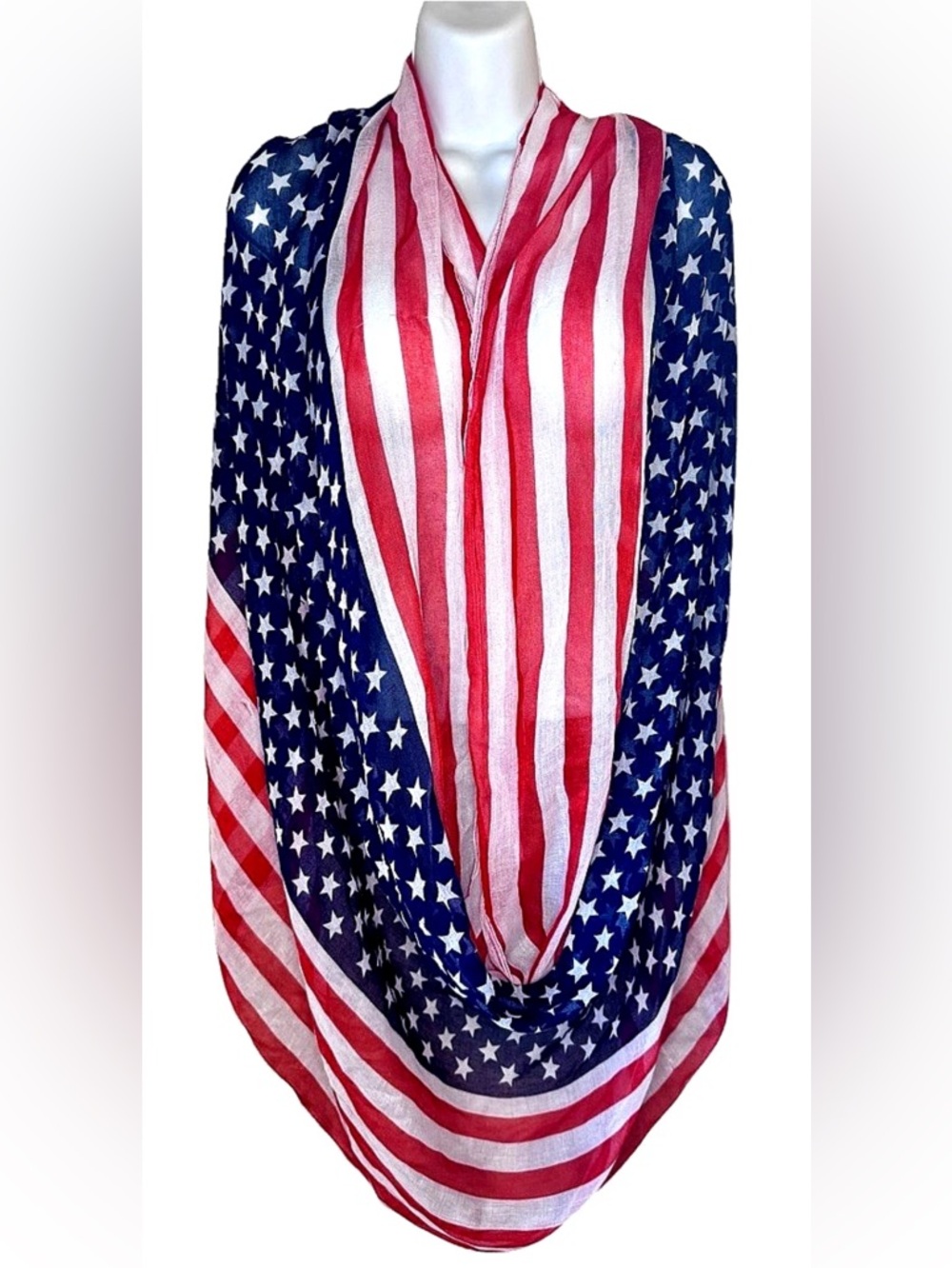🇺🇸American Flag🇺🇸 HUGE Red, White & Blue MULTI USE UNISEX INFINITY SCARF
